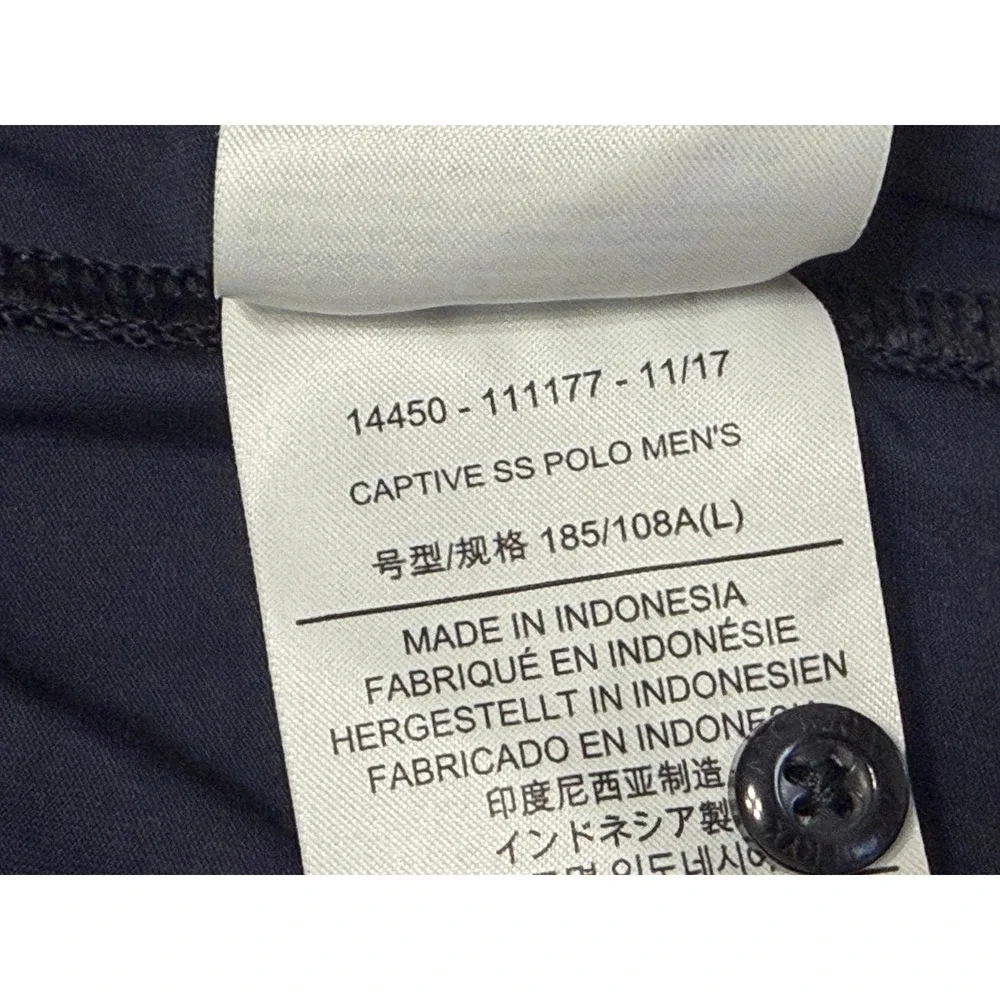 Arcteryx Captive SS Performance Polo Mens Navy Blue Outdoor Hiking Sz L